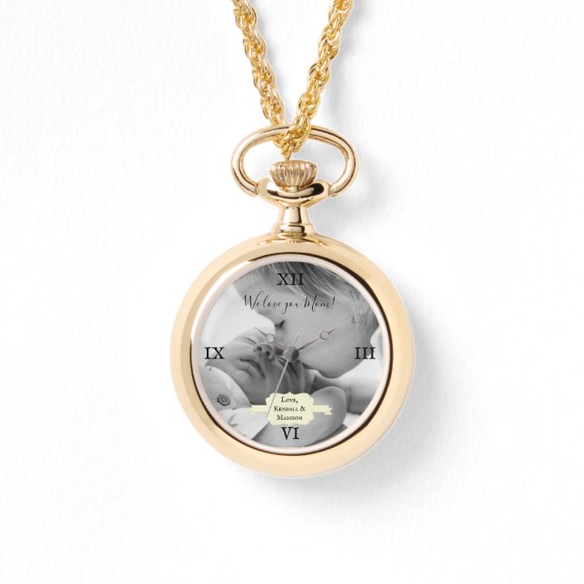 Yellow Minimalist Photo Moederdag Watch Horloge (Voorkant)