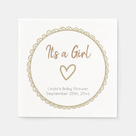 Yellow Minimalist Scribble Baby shower Servet