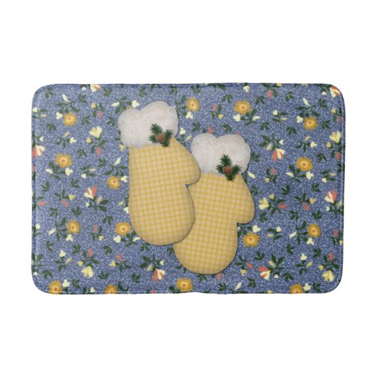 Yellow Mittens Kerstmis Bath Mat (Voorkant)