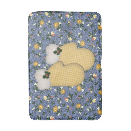 Yellow Mittens Kerstmis Bath Mat (Voorkant Verticaal)