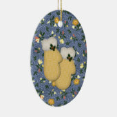 Yellow Mittens kerstversier Keramisch Ornament (Rechts)