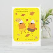 Yellow | Mixed Candy Corn Couple | Fall Feestdagenkaart (Staand voorkant)