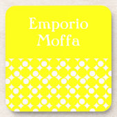 Yellow Mod Ball Design @ Emporio Moffa met tekst Bier Onderzetter (Voorkant)