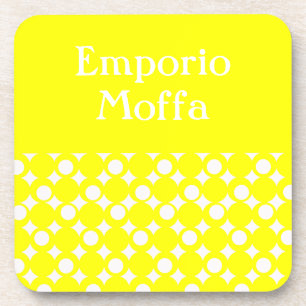 Yellow Mod Ball Design @ Emporio Moffa met tekst Bier Onderzetter