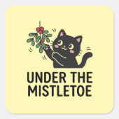 Yellow Modern Cat Holiday Mistletoe Design Sticker (Voorkant)