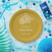 Yellow Modern Chrysanthemums Bridal Shower Papieren Bordje (Feest)
