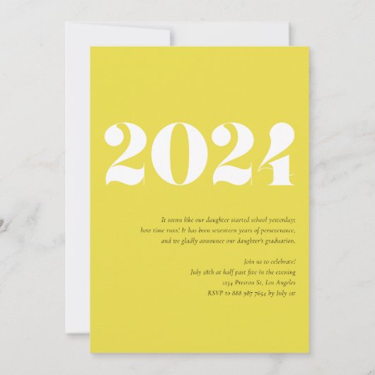 Yellow Modern Class van 2024 Foto Afstuderen Kaart (Achterkant)