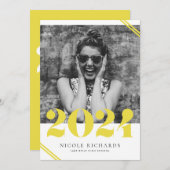 Yellow Modern Class van 2024 Foto Afstuderen Kaart (Voorkant / Achterkant)