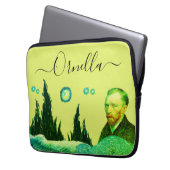 yellow modern face VanGogh star text editable  Laptop Sleeve (Voorkant Links)