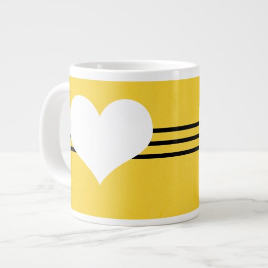 Yellow Modern Heart Jumbo Mok (Links)