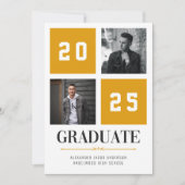 Yellow Modern Photo Collage Afstudeerder Aankondig Kaart (Voorkant)