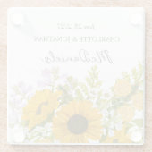 Yellow Modern Sunflowers Bouquet Wedding Glazen Onderzetter (Achterkant)