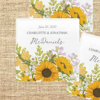 Yellow Modern Sunflowers Bouquet Wedding  Glazen Onderzetter