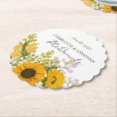 Yellow Modern Sunflowers Bouquet Wedding  Kartonnen Onderzetters (Gekanteld)