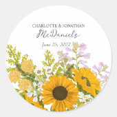 Yellow Modern Sunflowers Bouquet Wedding  Ronde Sticker (Voorkant)