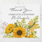 Yellow Modern Sunflowers Bouquet Wedding Sparkling Wijnetiket (Enkel label)