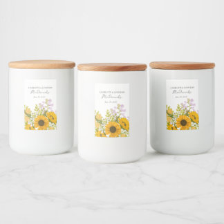 Yellow Modern Sunflowers Bouquet Wedding  Voedselcontainer Etiket