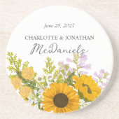 Yellow Modern Sunflowers Bouquet Wedding  Zandsteen Onderzetter (Voorkant)