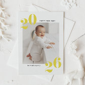 Yellow Modern Typography Happy New Year 2022 Photo Feestdagenkaart