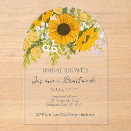 Yellow Modern Zonnebloemen Boeket Vrijgezellenfees Acryl Uitnodigingen