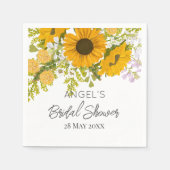Yellow Modern Zonnebloemen Boeket Vrijgezellenfees Servet (Voorkant)