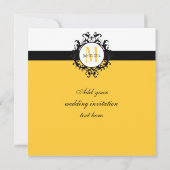 Yellow Monogram Damask Wedding Invitation Kaart (Achterkant)