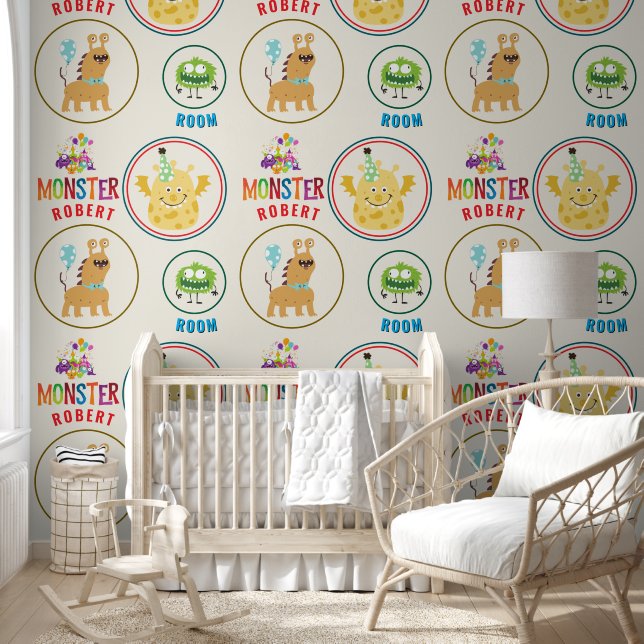 Yellow Monster Kids' Rooms Child Name Behang (Kinderen)
