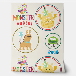 Yellow Monster Kids' Rooms Child Name Behang