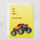 Yellow Monster Truck Invitation Kaart (Voorkant)