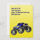 Yellow Monster Truck Invitation Kaart (Voorkant)
