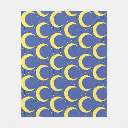 Yellow Moon and Stars illustration on Blue Fleece Deken (Voorkant)