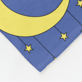 Yellow Moon and Stars illustration on Blue Fleece Deken (Hoek)