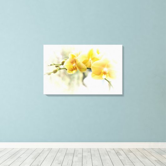 Yellow Moth Orchid in Sunshine Canvas Afdruk (Insitu (Houten vloer))