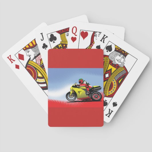 Yellow Motorcycle Playing Cards Pokerkaarten (Achterkant)