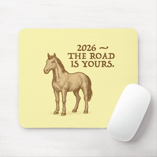 Yellow Mouse Pad with motivational text and horse Muismat (Met muis)