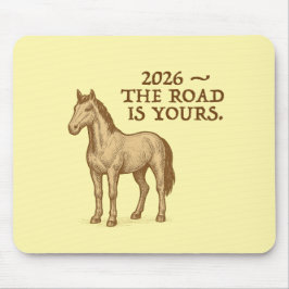 Yellow Mouse Pad with motivational text and horse Muismat