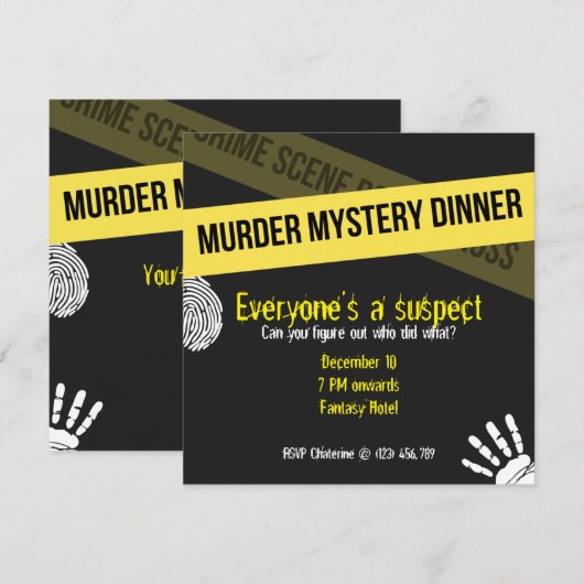 Yellow Murder Mystery Kaart (Voorkant / Achterkant)