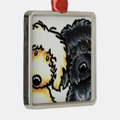 Yellow n Black Labradoodle Metalen Ornament (Rechts)