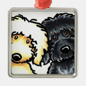 Yellow n Black Labradoodle Metalen Ornament (Voorkant)