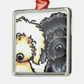Yellow n Black Labradoodle Metalen Ornament (Links)