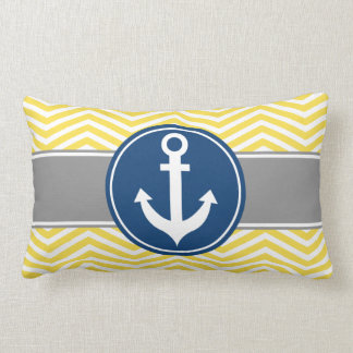Yellow Nautical Anchor Chevron Kussen