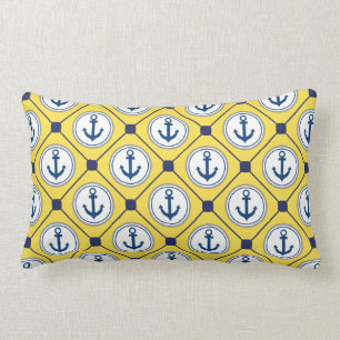 Yellow Nautical Anchor Pattern Kussen