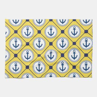 Yellow Nautical Anchor Pattern Theedoek