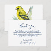 Yellow Navy Bird begrafenis dank u, sympathie Notitiekaartje (Voorkant / Achterkant)