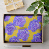 Yellow Navy Blue Floral Patterns Flowers Roses Tissuepapier (Geschenk)