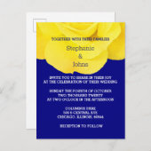 Yellow Navy Blue Floral Roos Eenvoudige bruiloft Uitnodiging Briefkaart (Voorkant / Achterkant)