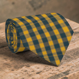 Yellow & Navy Blue Plaid Pattern Necktie Tie Stropdas