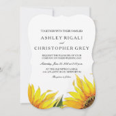 Yellow & Navy Blue Sunflower Wedding Invite Kaart (Voorkant)
