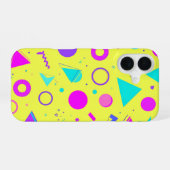 Yellow Neon Memphis Geometric 80s Design iPhone 16 Hoesje (Achterkant horizontaal)