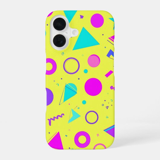 Yellow Neon Memphis Geometric 80s Design iPhone 16 Hoesje (Achterkant)